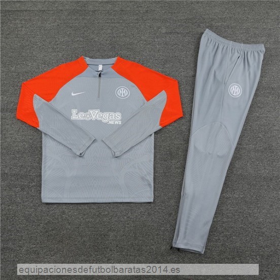 Nuevo Conjunto Completo Sudadera Entrenamiento Inter Milan 23/24 Gris Naranja Baratas